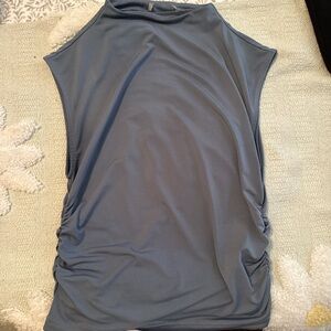 Sleeveless Ruched Side Tank Top - Blue
